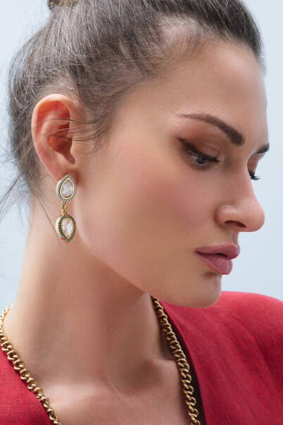 Starlit Grace Drop Zircon Stone Pinned Earrings - 4