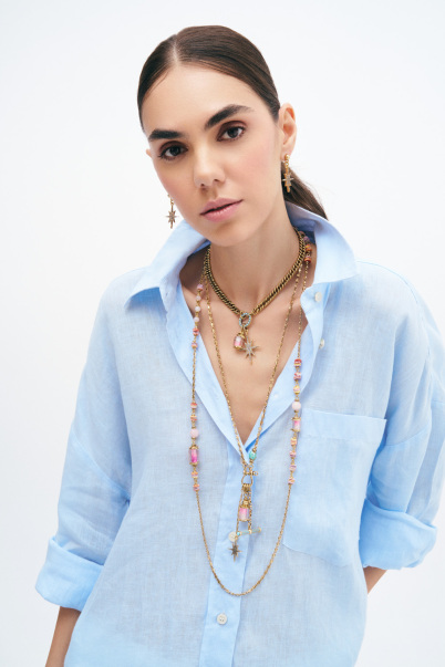 Starring Gold Plated Chain Necklace - 2