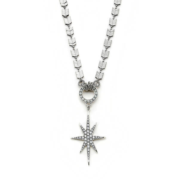 Stellar Silver Plated Chain Zircon Star Charm Necklace - 2