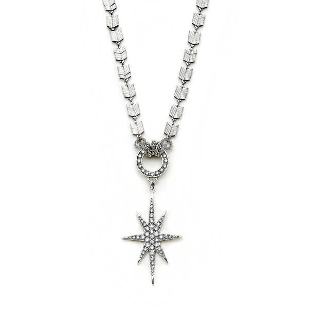 Stellar Silver Plated Chain Zircon Star Charm Necklace - 1