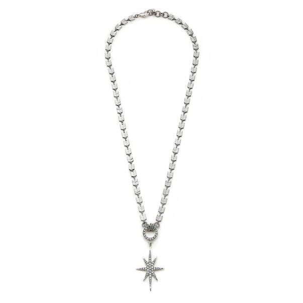 Stellar Silver Plated Chain Zircon Star Charm Necklace - 2