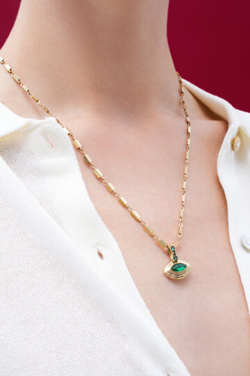 Stone Seed Zirkon Charm Altın Kaplama Zincir Kolye - (1)