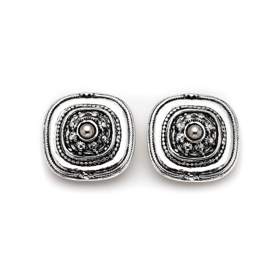 Structured Silver Plated Clip-On Earrings 