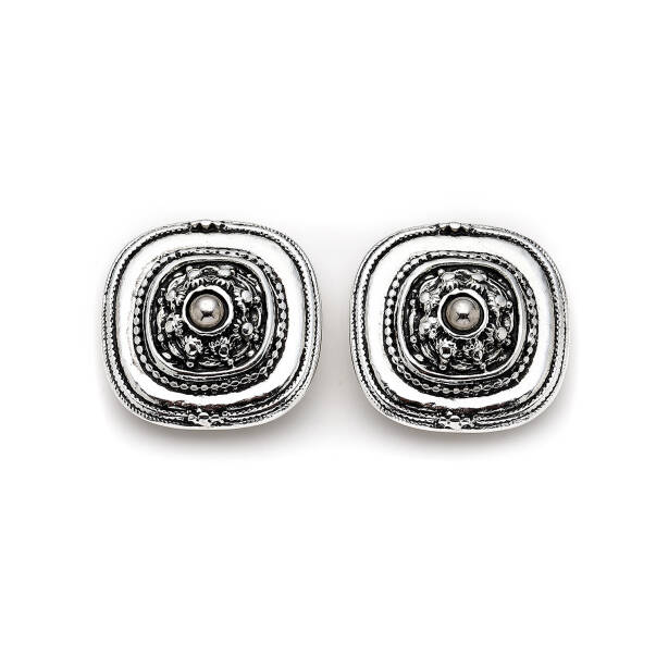 Structured Silver Plated Clip-On Earrings - 1