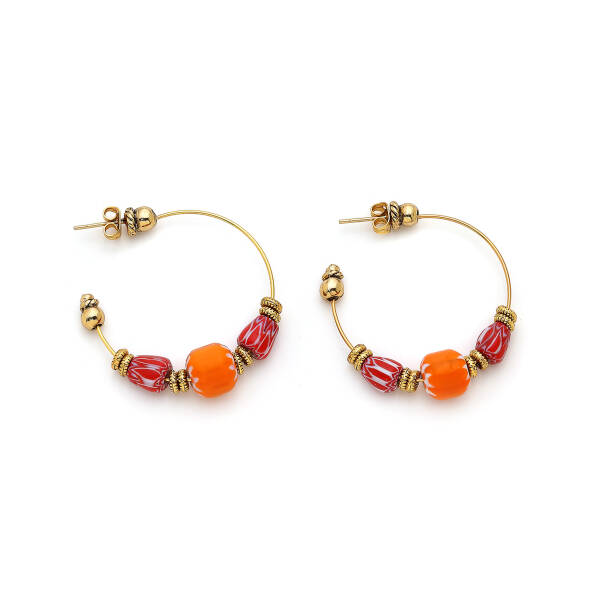 Sunkissed Natural Stone Pierced Hoop Earrings - 1