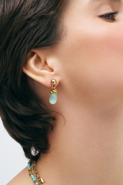 Surfing Selenit Doğal Taş İğneli Küpe - 2