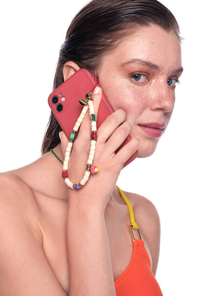 Sweet Bej İp Charm Telefon Aksesuarı - 2