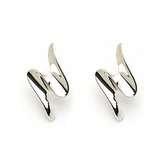 Swirl Silver Plated Pinned Earrings - 