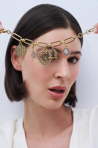 Symbolic Heart, Clover, Horseshoe & Star Charm Chain Necklace - 4