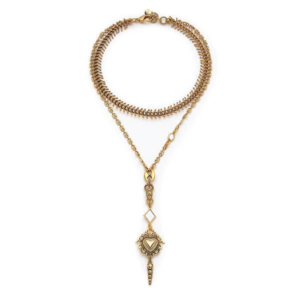 Synara Heart Charm Gold Plated Chain Necklace - 1
