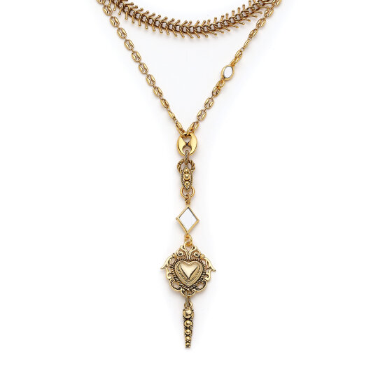 Synara Heart Charm Gold Plated Chain Necklace - (1)