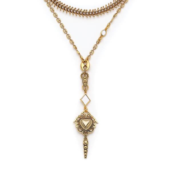 Synara Kalp Charm Altın Kaplama Zincir Kolye - 2