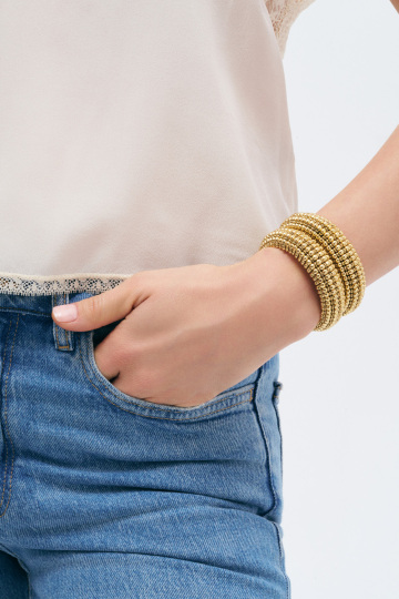 Tack Gold Plated Handcuff Bracelet 