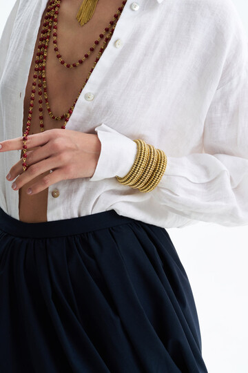 Tack Gold Plated Handcuff Bracelet 