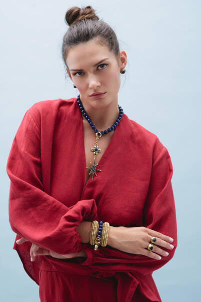 Tack Gold Plated Handcuff Bracelet - 13