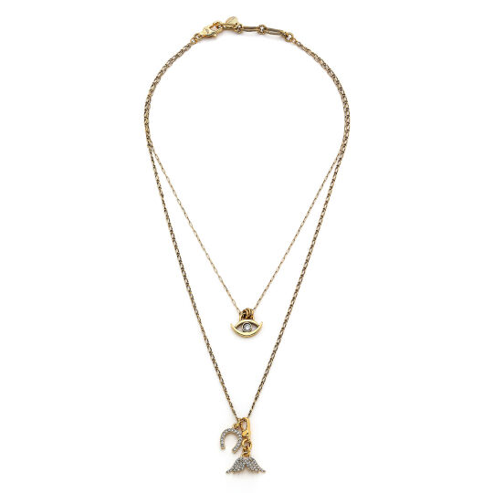 Talisman Eye Wing Charm Gold Plated Chain Necklace 
