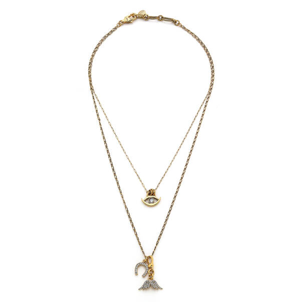 Talisman Eye Wing Charm Gold Plated Chain Necklace - 1