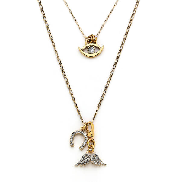 Talisman Eye Wing Charm Gold Plated Chain Necklace - 2