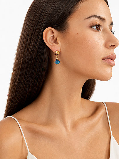 Talisse Glass Bead Gold Plated Pinned Earrings - (1)