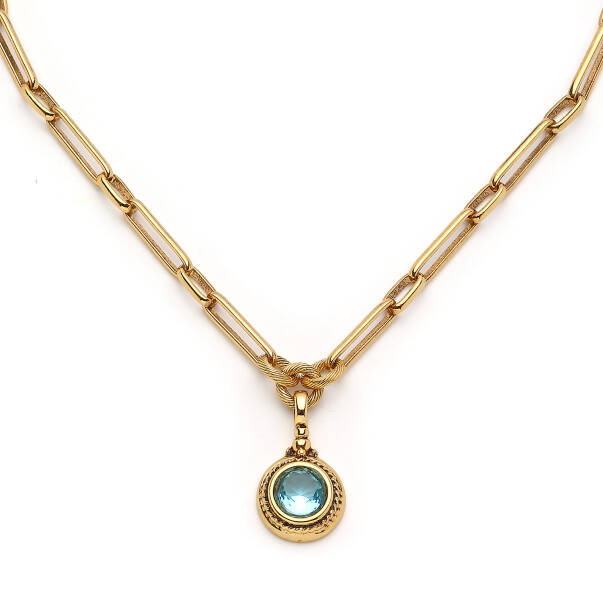 Talora Zirkon Charm Altın Kaplama Zincir Kolye - 3