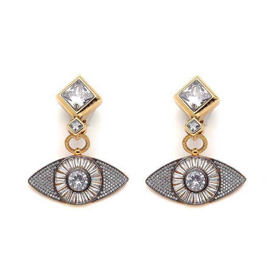 Tate Zircon Gold Plated Eye Clip-On Earrings 