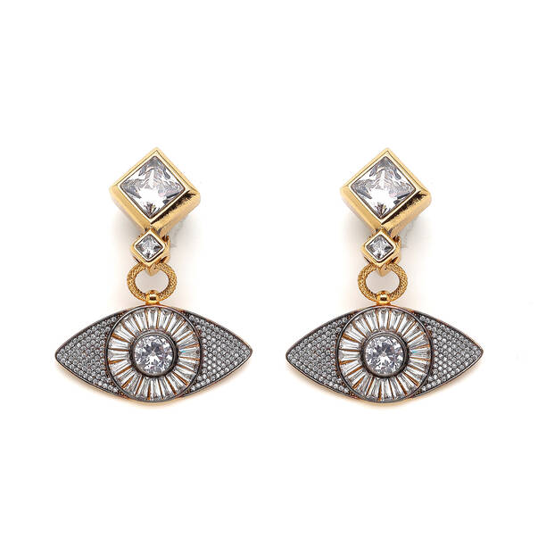 Tate Zircon Gold Plated Eye Clip-On Earrings - 1