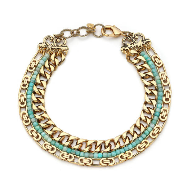 Thalia Amazonite Natural Stone Gold Plated Chain Necklace - 1