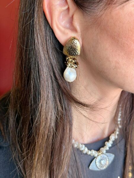 The Baraqoue Pearl Gold Plated Clip-On Earrings - 2