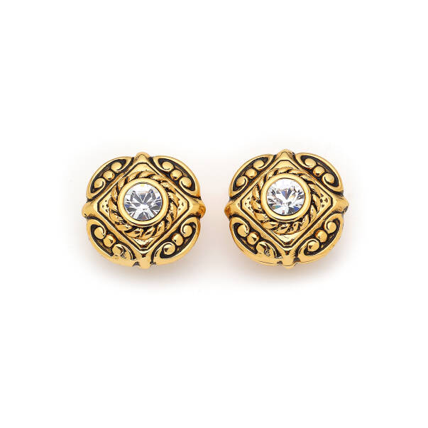 The Duchess Gold Plated Zircon Clip-On Earrings - 1
