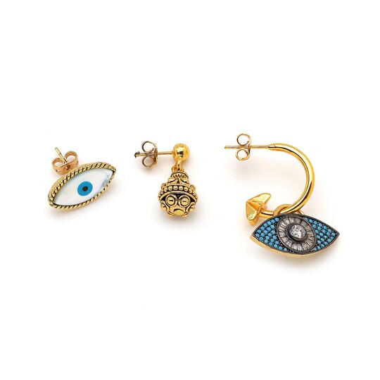 The Eye Zircon Gold Plated Eye Earrings 