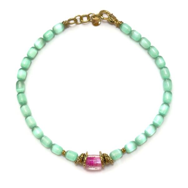 The Light Turquoise Selenite Natural Stone Necklace - 1
