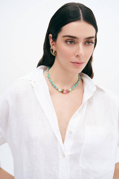 The Light Turquoise Selenite Natural Stone Necklace - 2