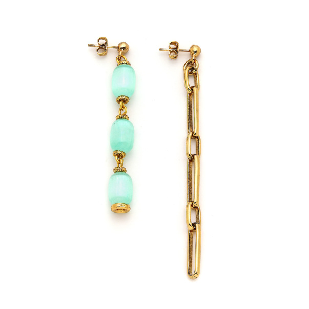 The Sky Selenit Doğal Taş Altın Kaplama Zincir Küpe - 1