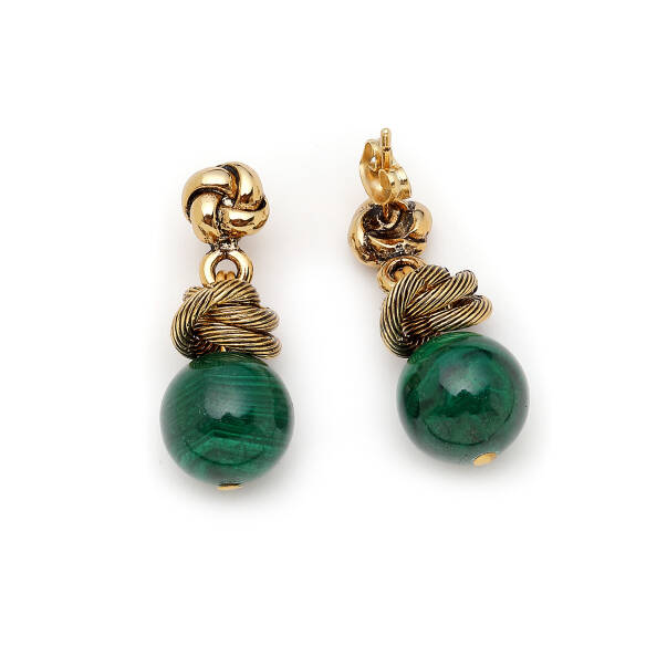 Third Eye Malachite Pinned Earrings - 3