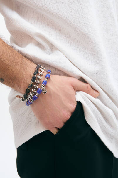 Tide Silver Plated Glass Bead Bracelet - 2