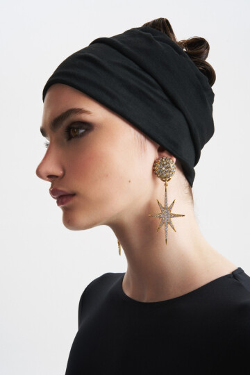 Tilda Gold Plated Evening Zircon Star Charm Clip-On Earrings - (1)