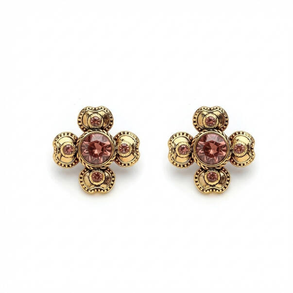 Tirra Zircon Clover Charm Gold Plated Earring - 1