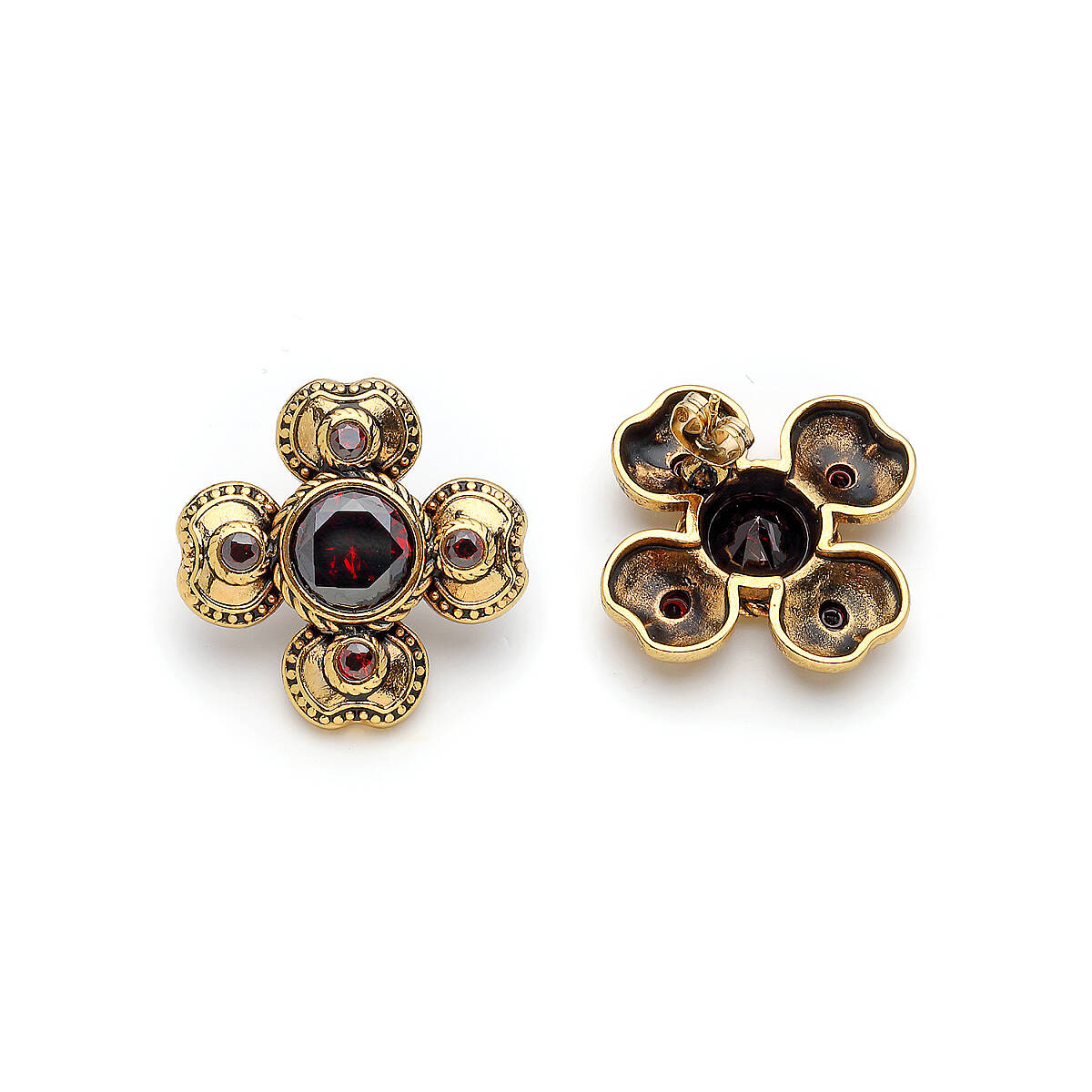 Tirra Zircon Clover Charm Gold Plated Earring
