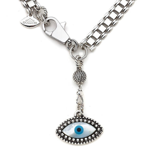 Trovs Silver Plated Eye Chain Necklace - 3