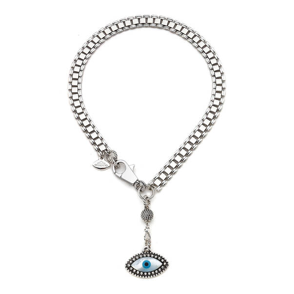 Trovs Silver Plated Eye Chain Necklace - 1