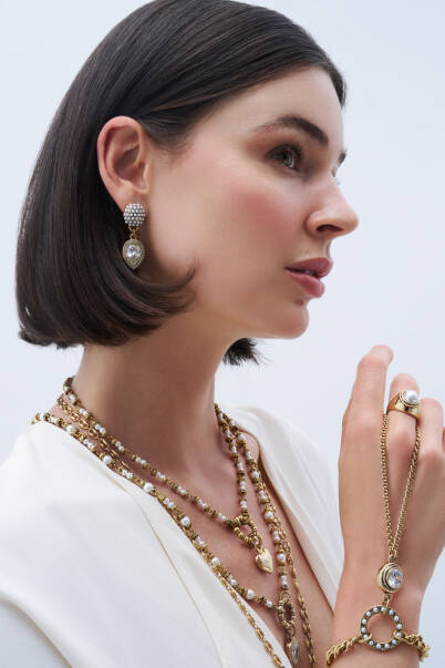 True Path Gold Plated Drop Charm Pearl Necklace - 5