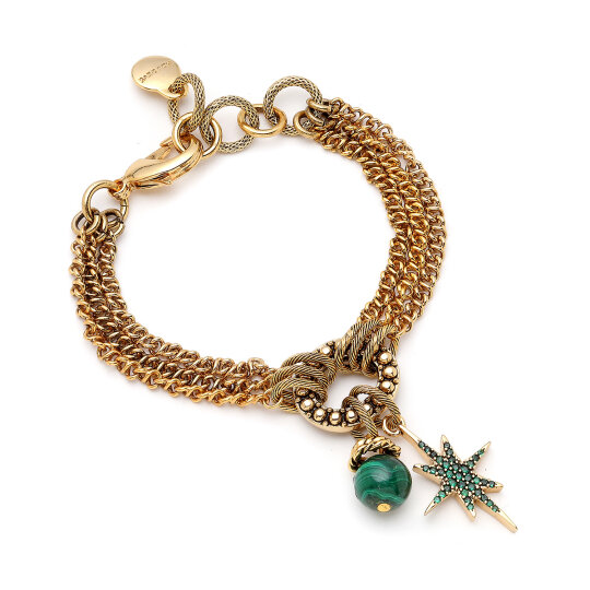 Tundra Star, Malachite Charm Chain Bracelet - 