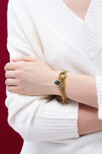 Tundra Star, Malachite Charm Chain Bracelet - (1)