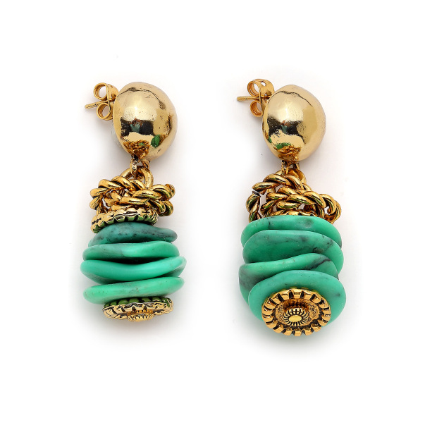 Turquoise Horizon Natural Stone Pinned Earrings - 2