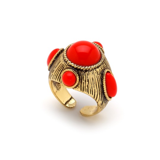 Tust Coral Gold Plated Ring