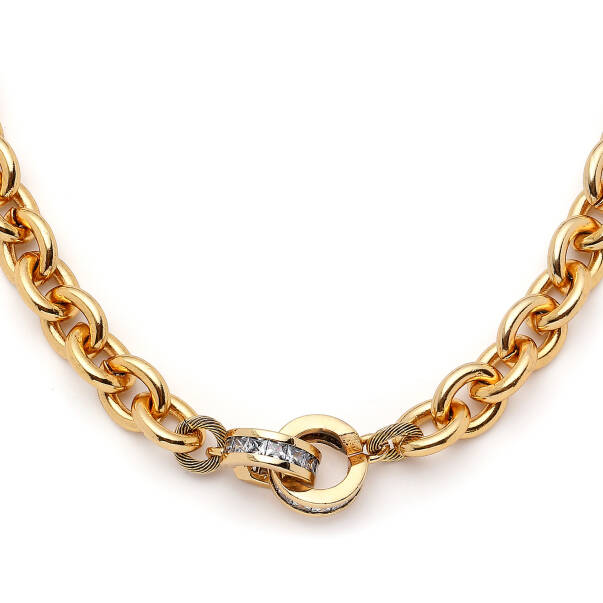 Twin Links Zirkon İçiçe Charm Zincir Kolye - 4