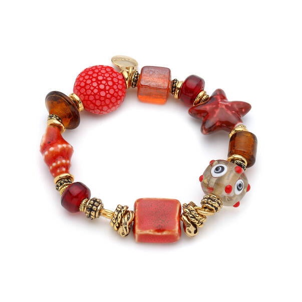 Umara Glass Bead Gold Plated Bracelet - 1