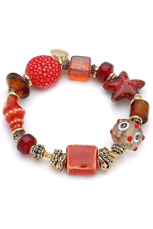 Umara Glass Bead Gold Plated Bracelet - 