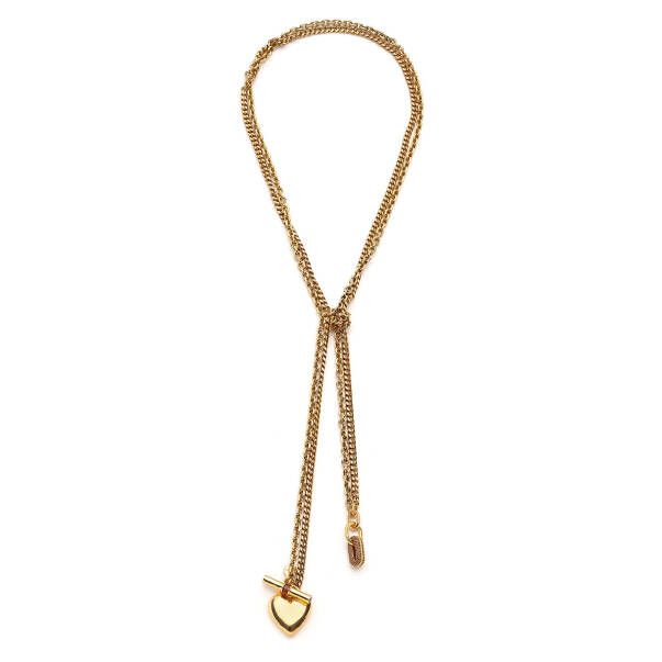 Umber Heart Charm Gold Plated Chain Necklace - 1