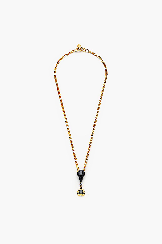 Unfiltered Gold-Plated Black Zircon Charm Chain Necklace - 
